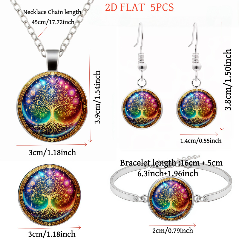 5pc Tree of Life Women's Jewelry Set with Brooch